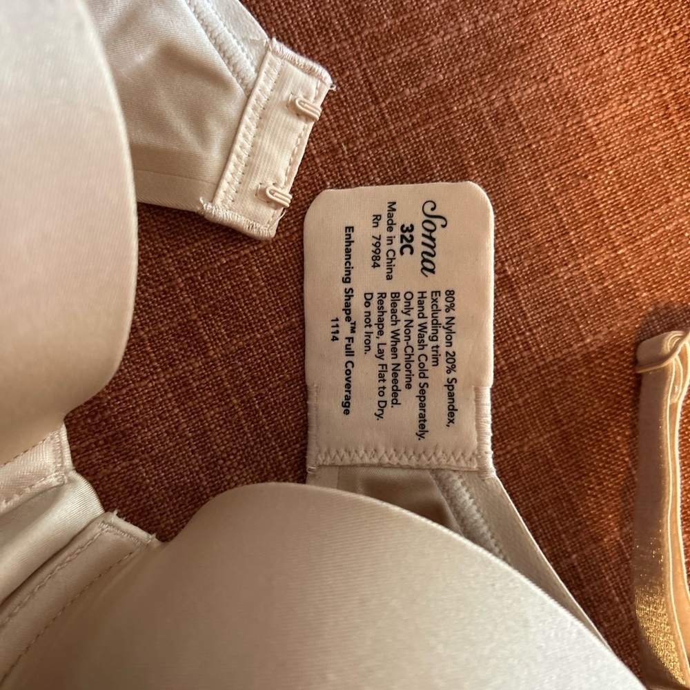 Nude Full Coverage Bra soma 32 c nwt - Picture 7 of 9